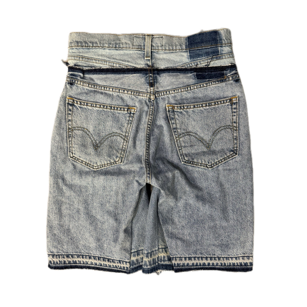 Blue Double Waisted Baggy Shorts (30)