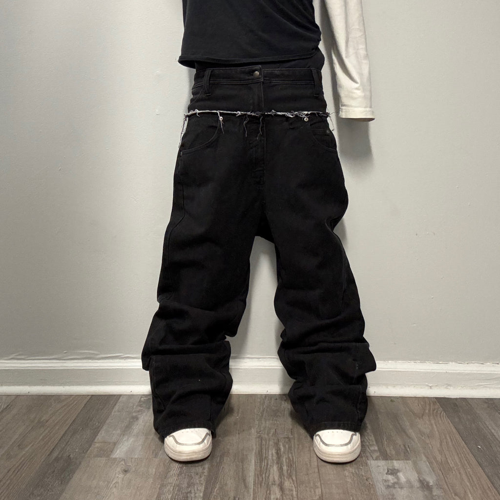 Black Double Waisted Baggy Jeans (30x28)