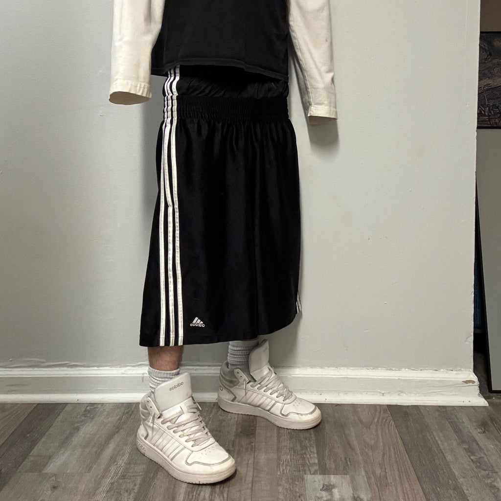 Black Double Waisted Adidas Hoop Shorts (S)