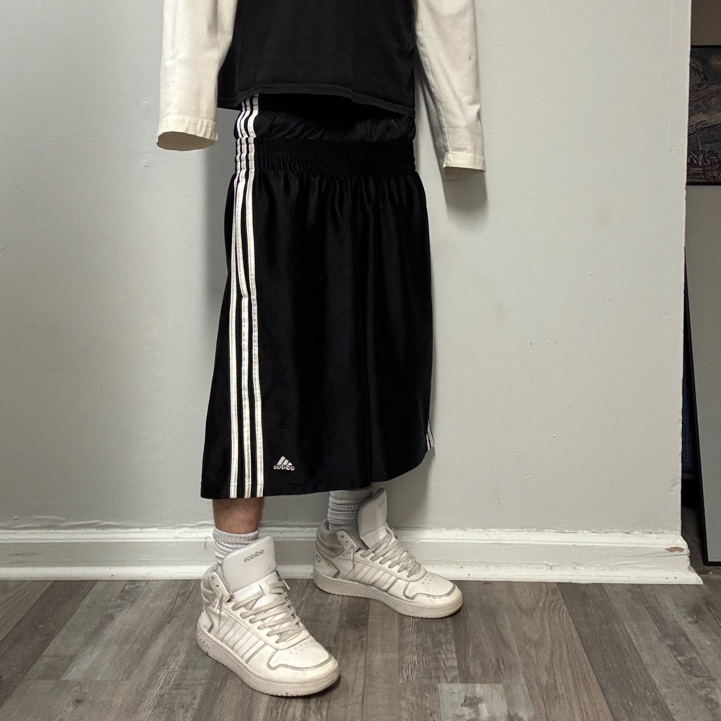 Black Double Waisted Adidas Hoop Shorts (S)