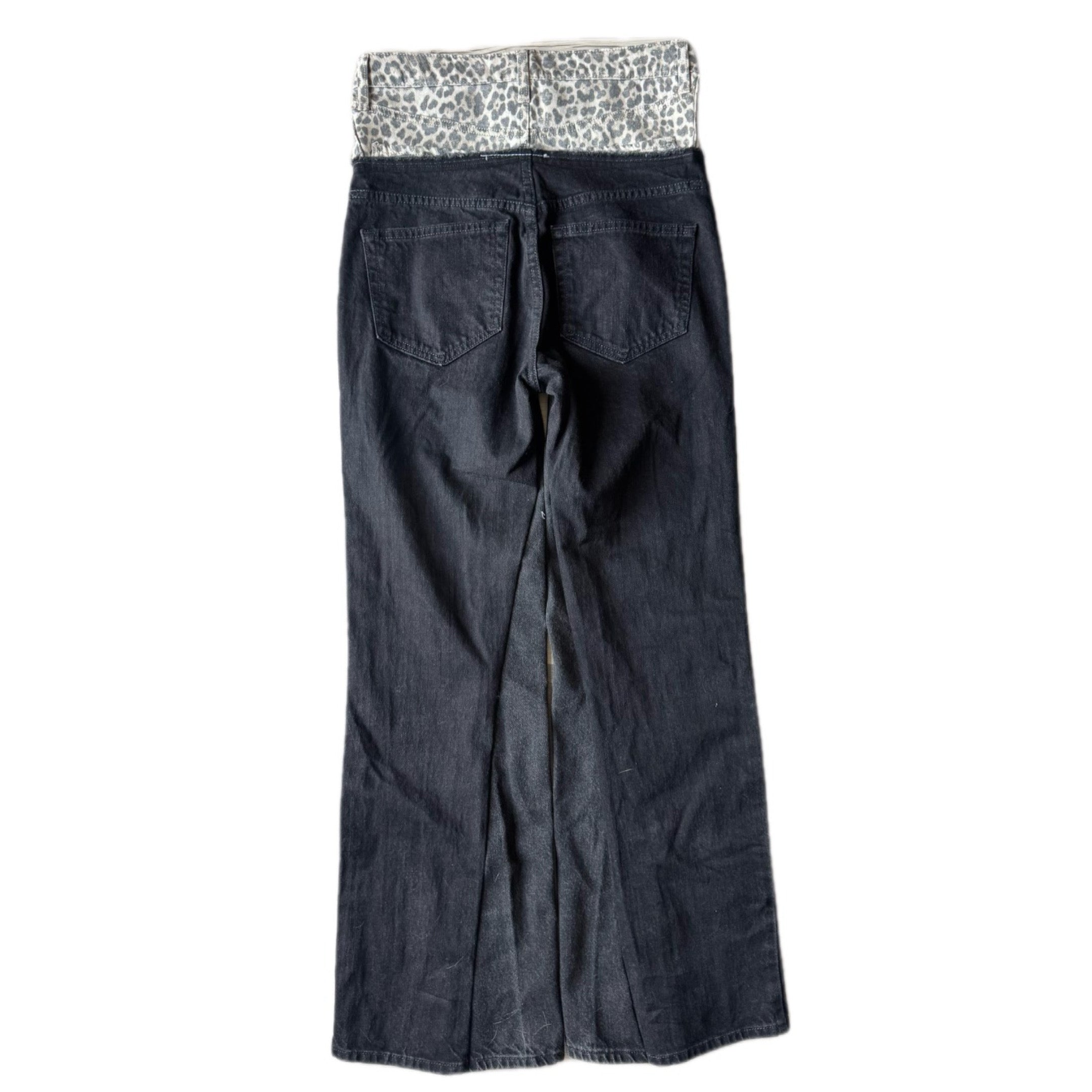 Double Waisted Black Cheetah Jeans (31)