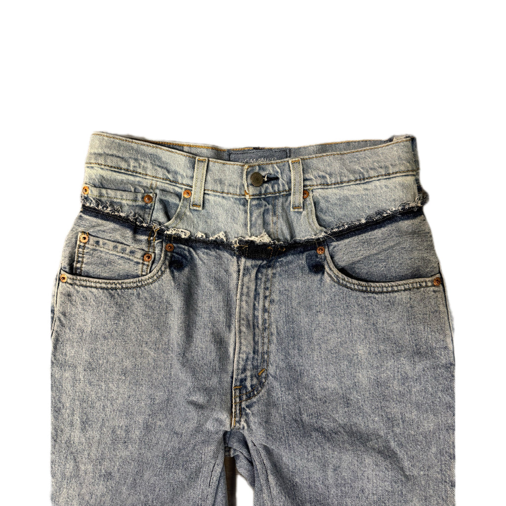 Blue Double Waisted Baggy Shorts (30)