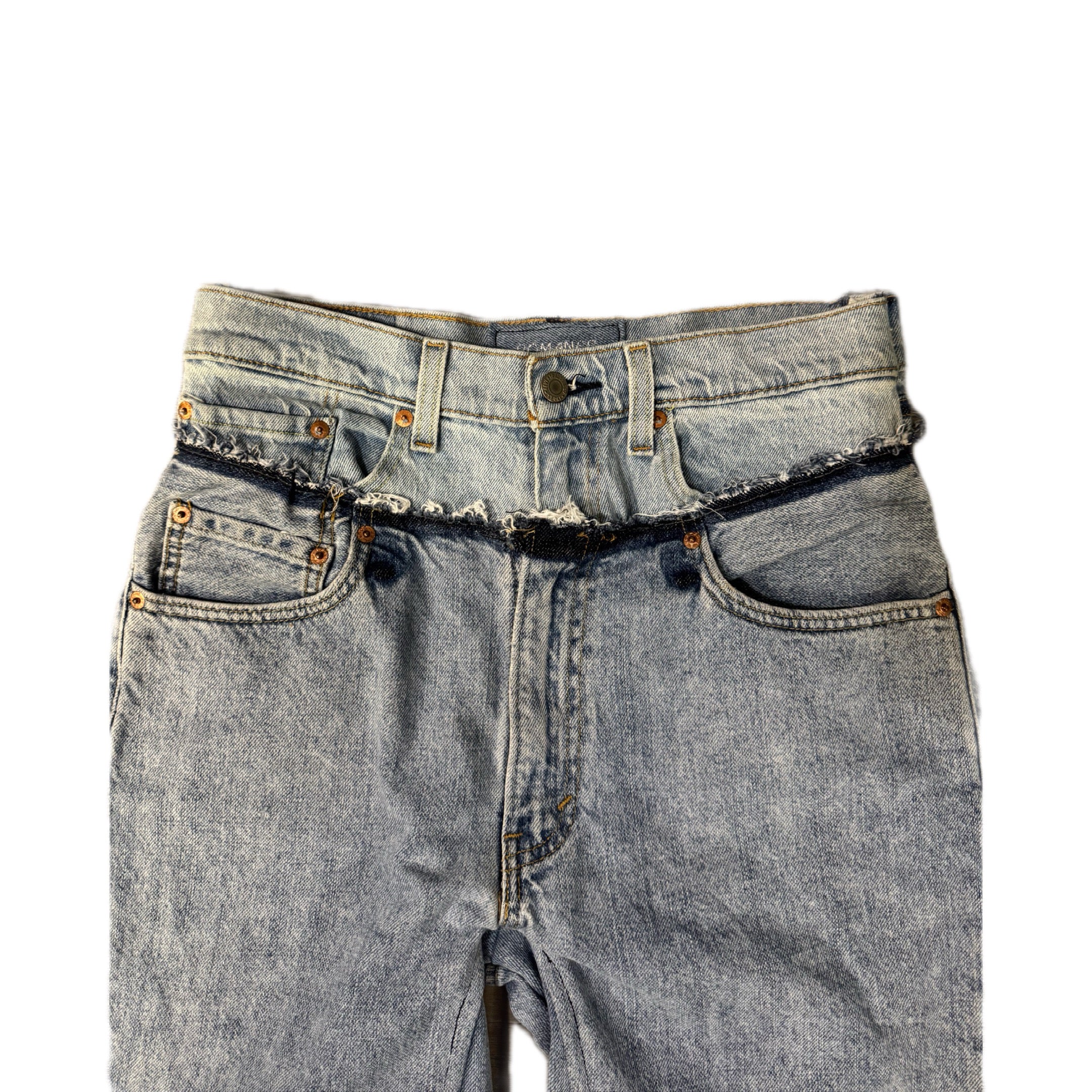 Blue Double Waisted Baggy Shorts (30)