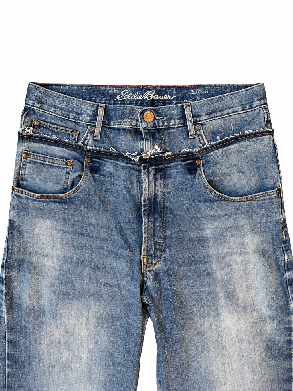 Double Waisted Baggy Light Wash Jeans (33)
