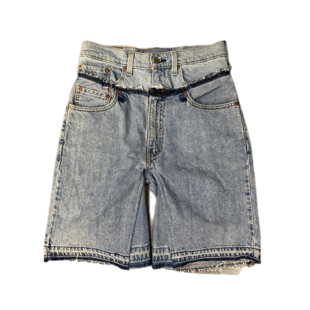 Blue Double Waisted Baggy Shorts (30)