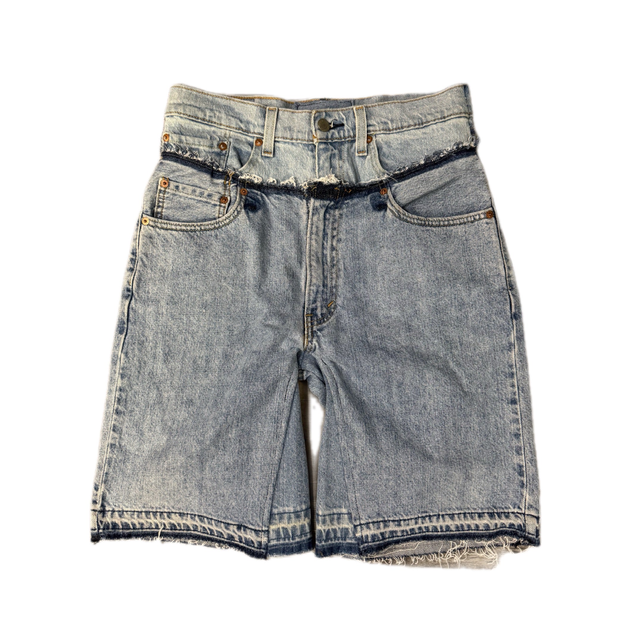 Blue Double Waisted Baggy Shorts (30)