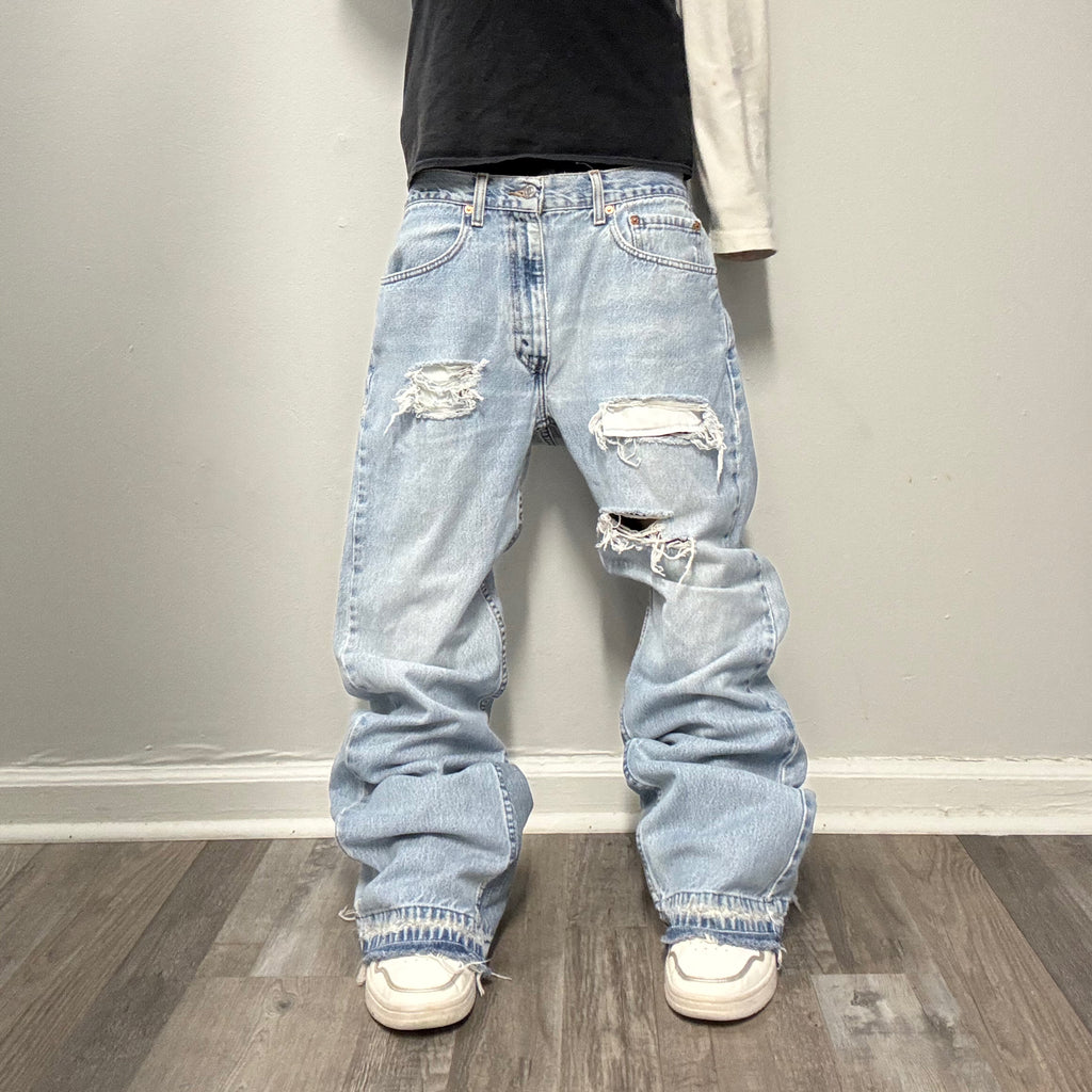 Blue Distressed Flare Jeans (29x30)