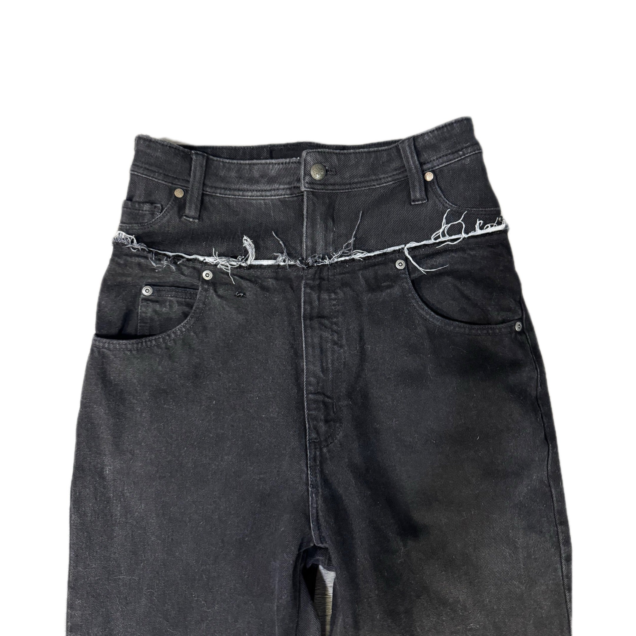 Black Double Waisted Baggy Jeans (30x28)