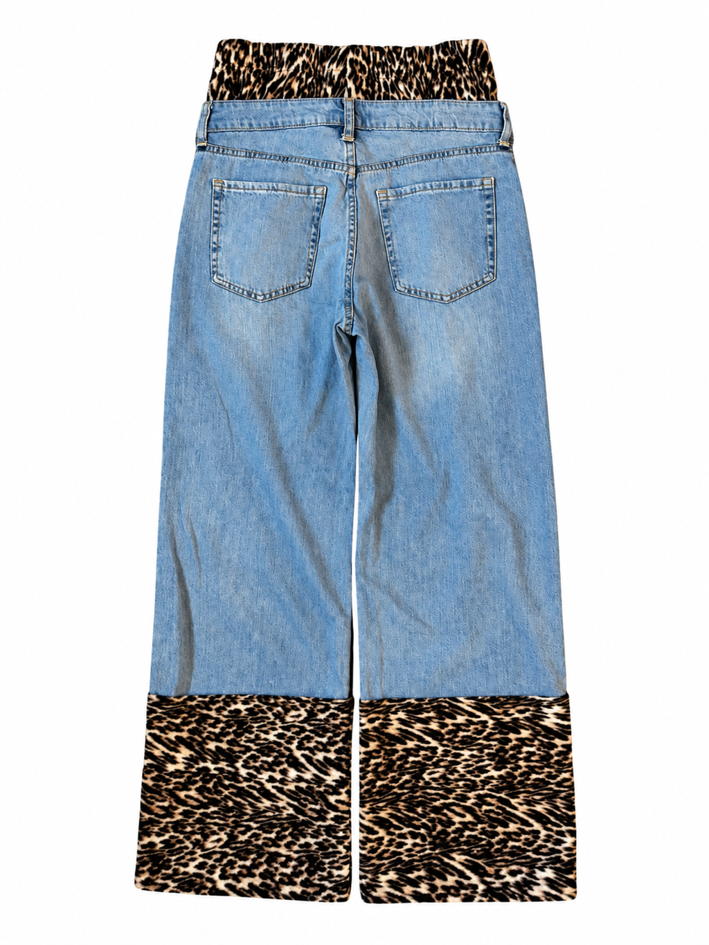 Double Waisted Baggy Cheetah “DEAD” Jeans (31)