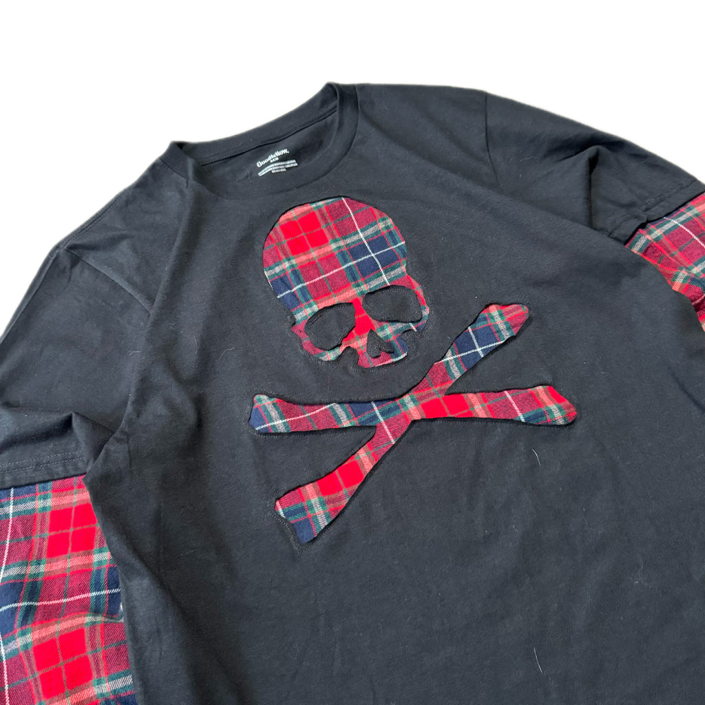 Black Red Flannel Layered T-Shirt (M)