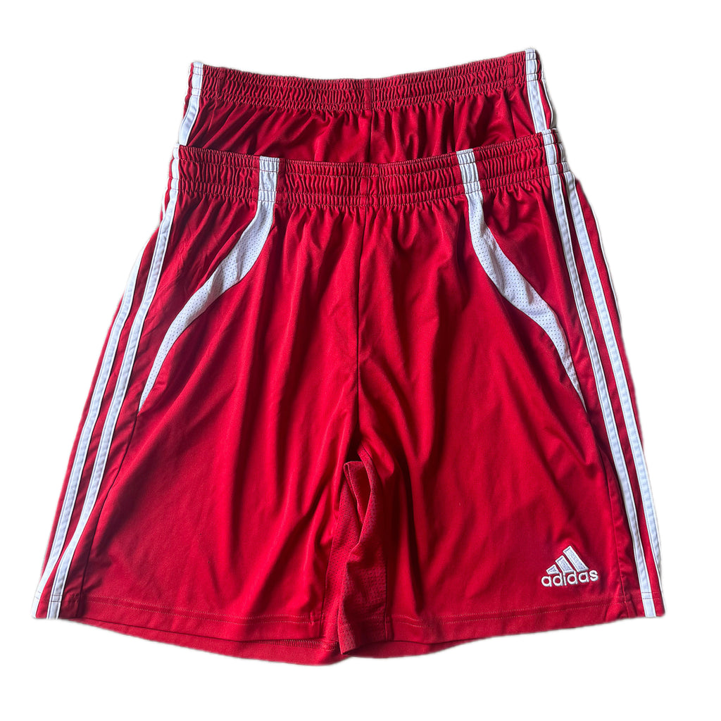 Red Double Waisted Adidas Hoop Shorts (S)