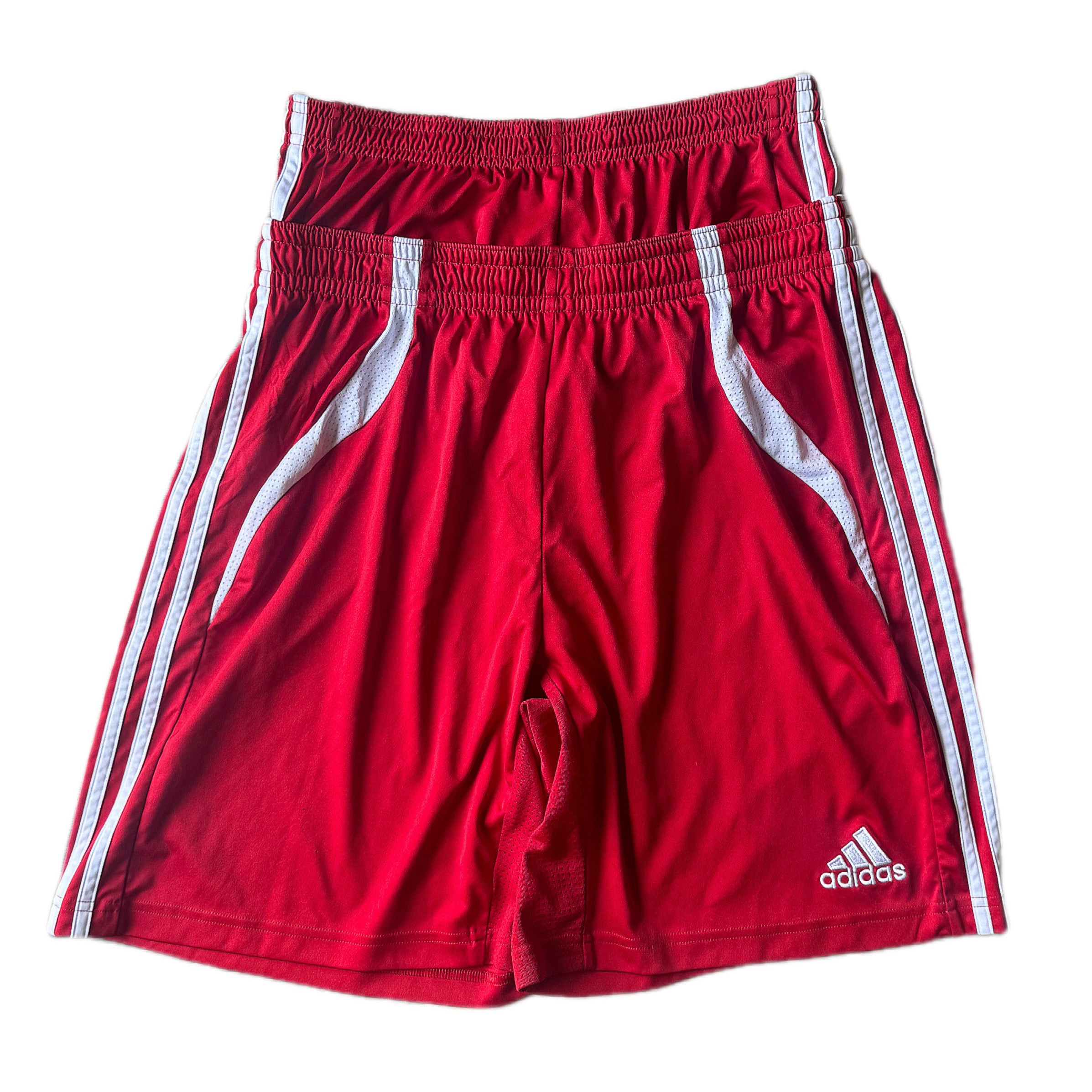 Red Double Waisted Adidas Hoop Shorts (S)