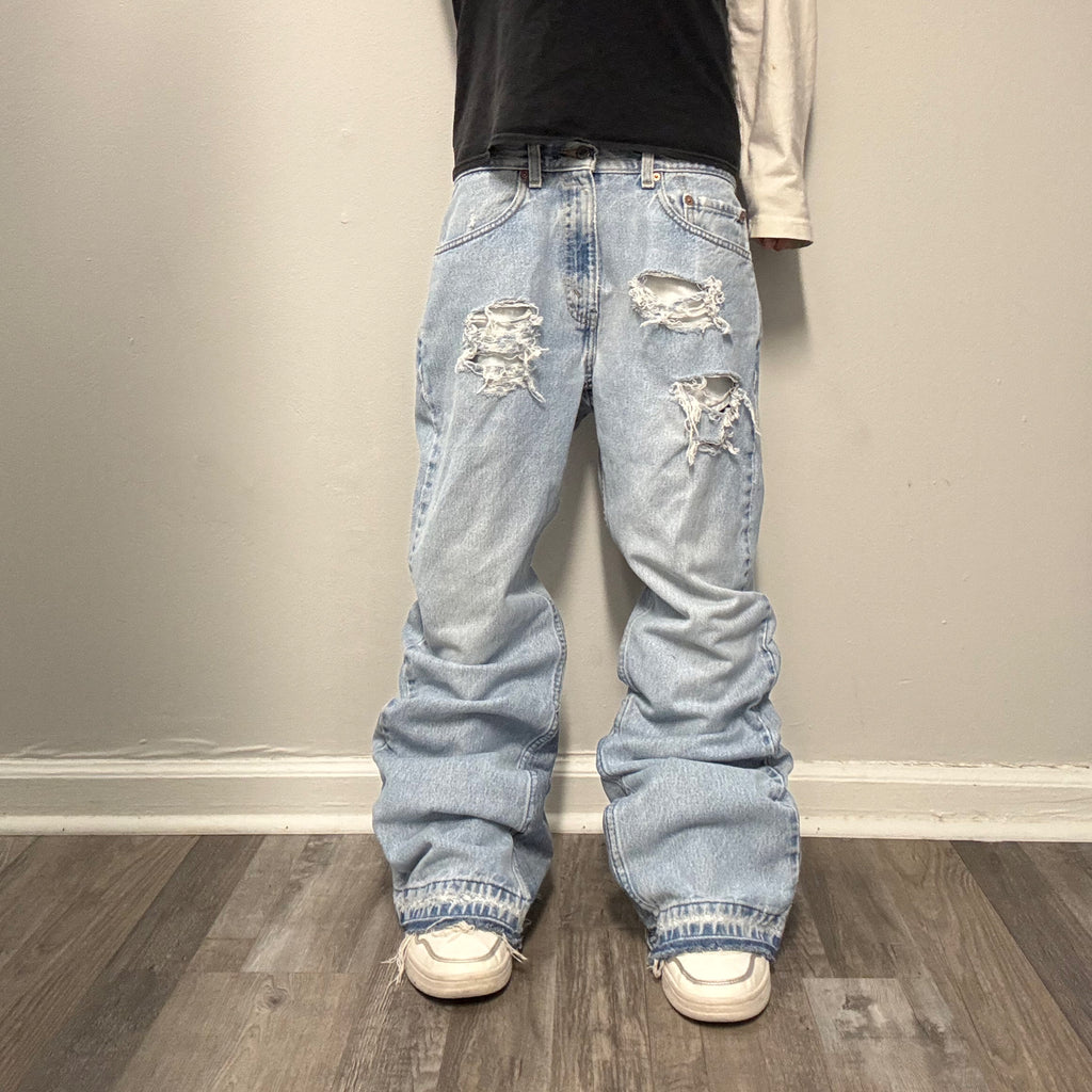 Blue Distressed Flare Jeans (29x30)