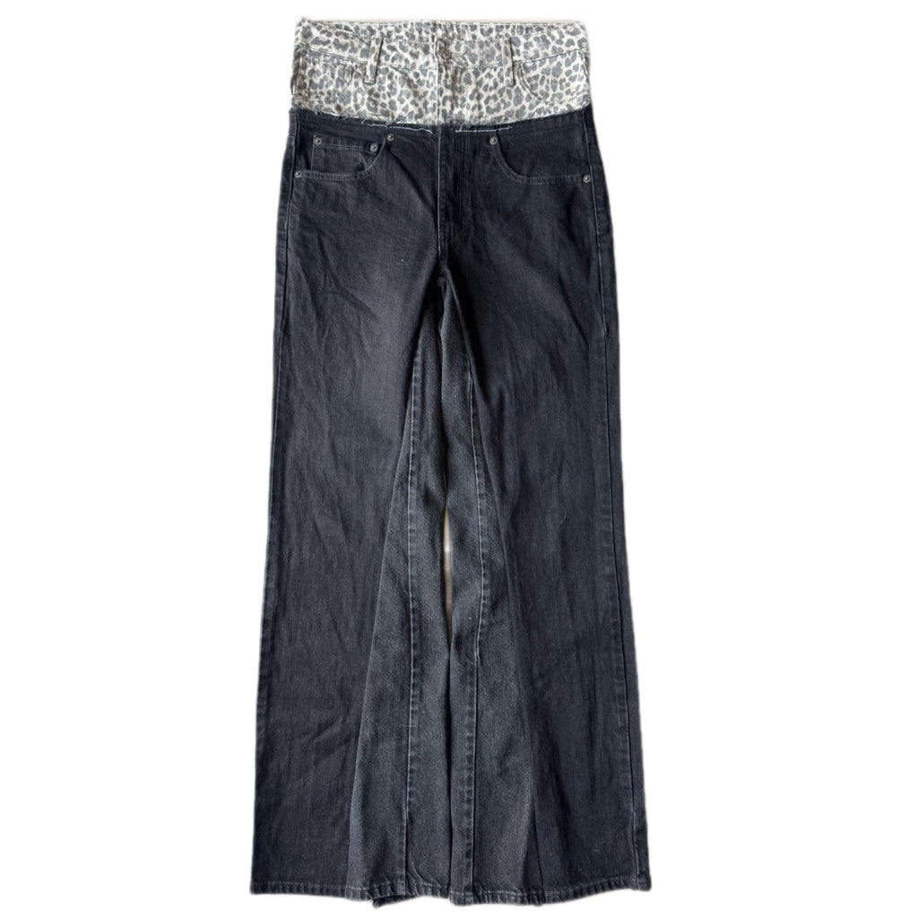 Double Waisted Black Cheetah Jeans (31)