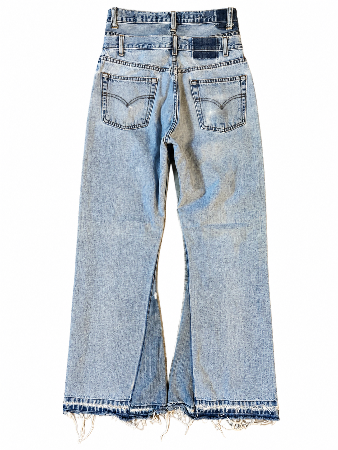 Double Waisted Light Wash Distressed Baggy Jeans (28)