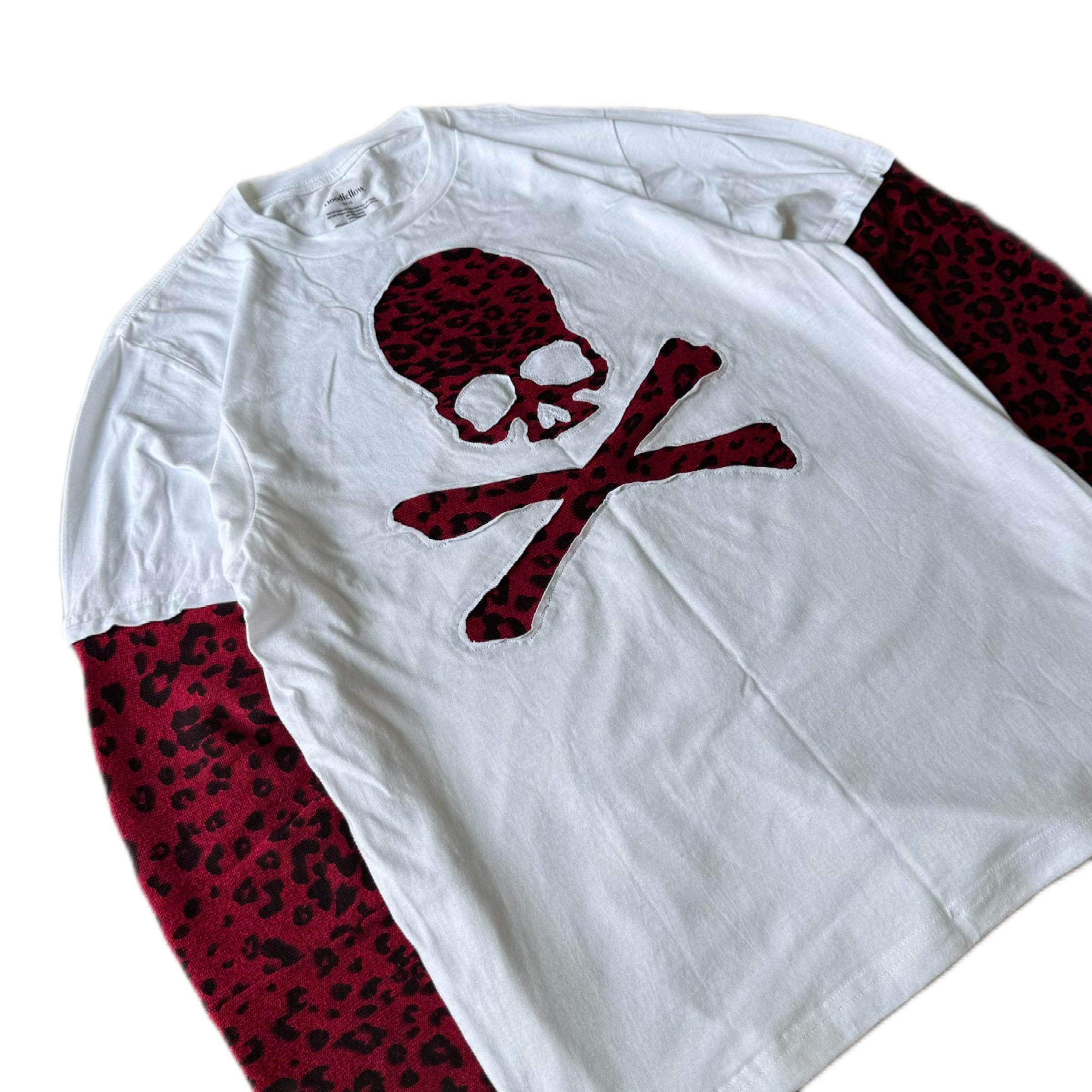 White Red Cheetah Layered T-Shirt (S)