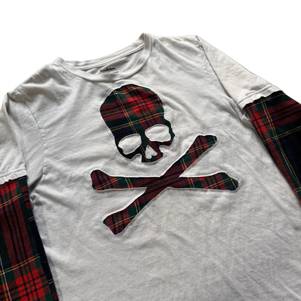 White Orange Flannel Layered T-Shirt (S)