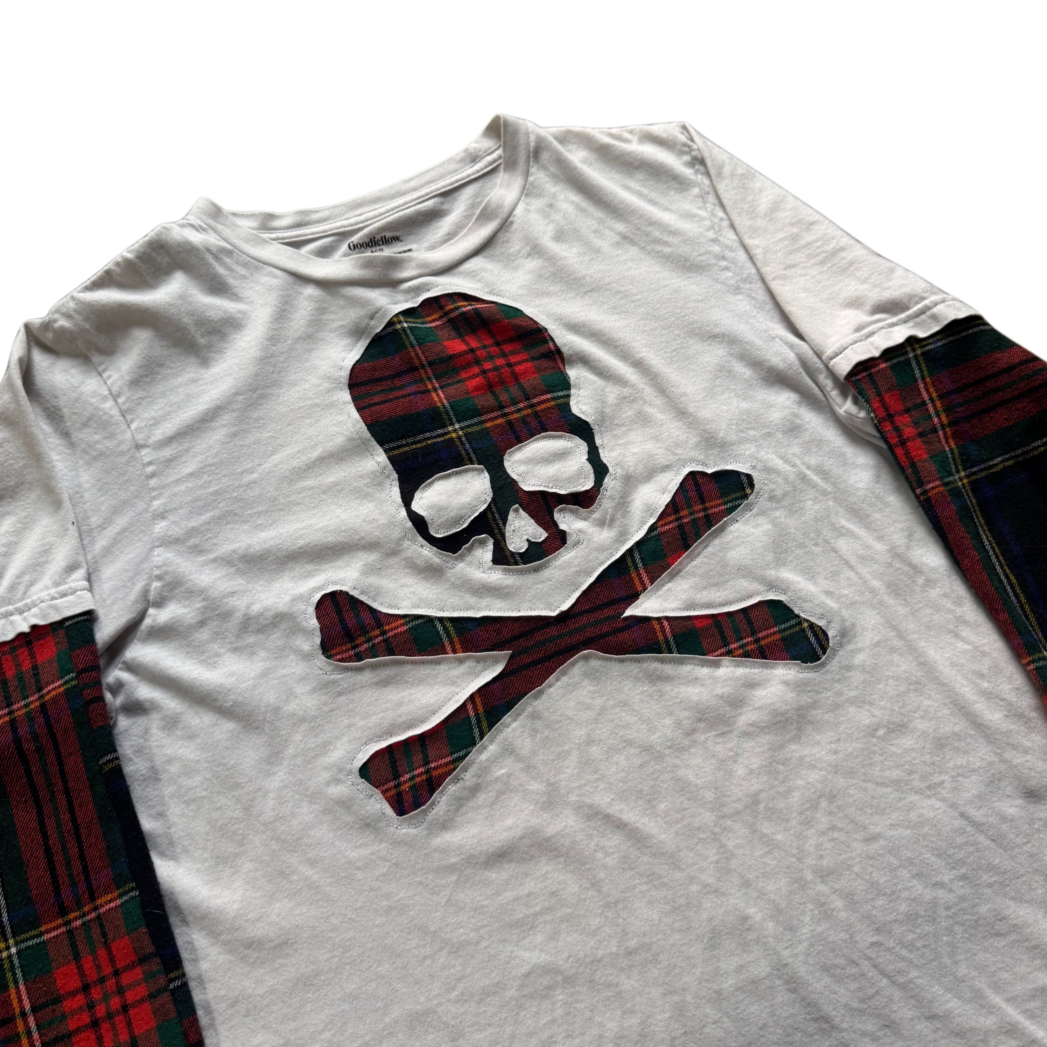 White Orange Flannel Layered T-Shirt (S)