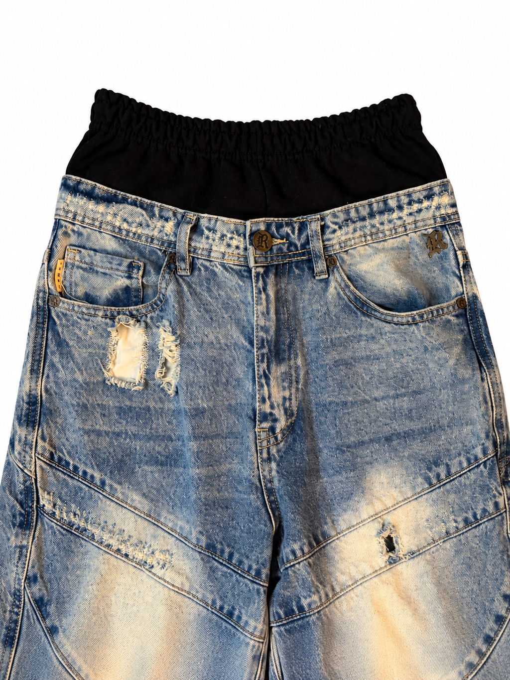 Double Waisted Baggy Light Wash Jeans (30)
