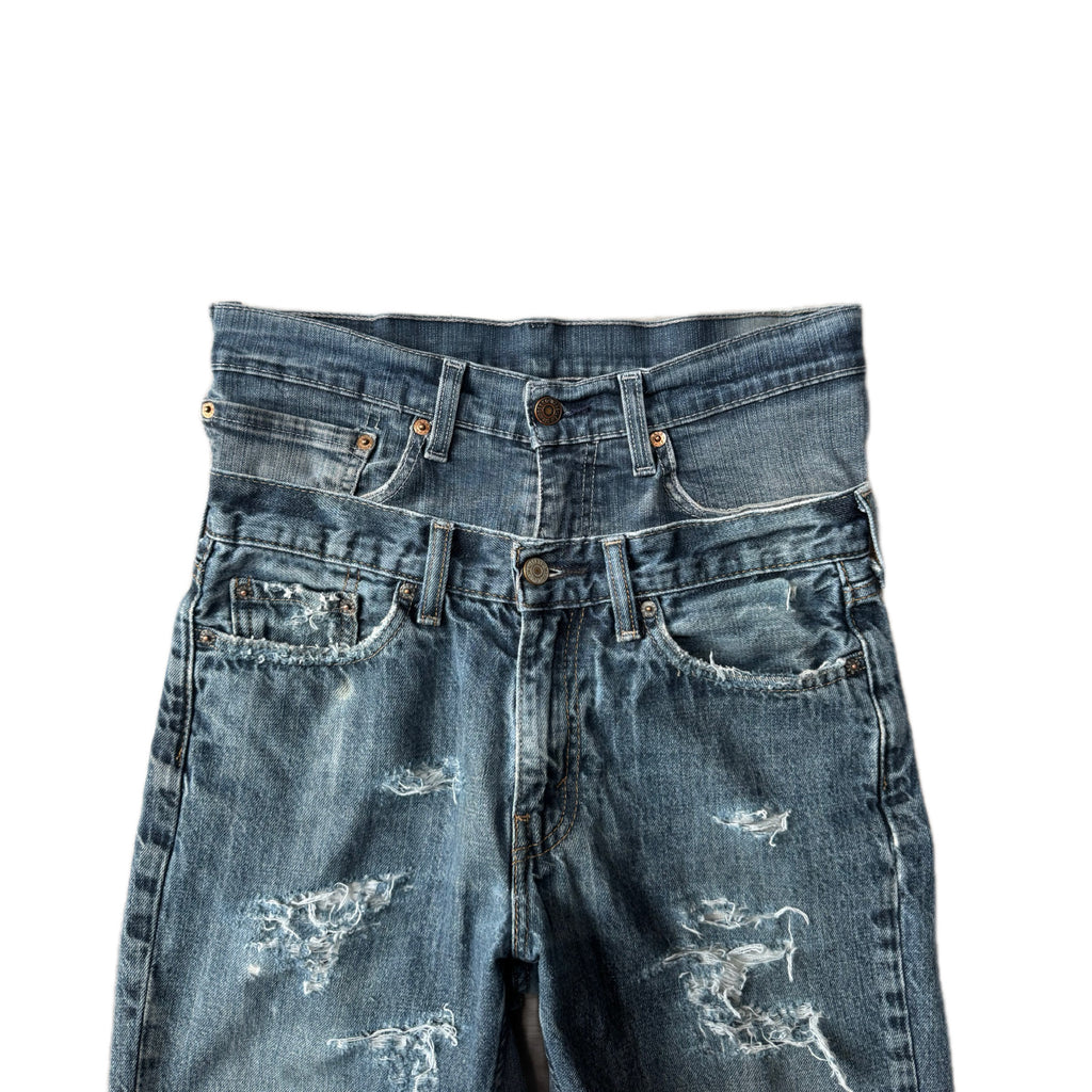 Double Waisted Baggy Distressed Jeans (30x28)