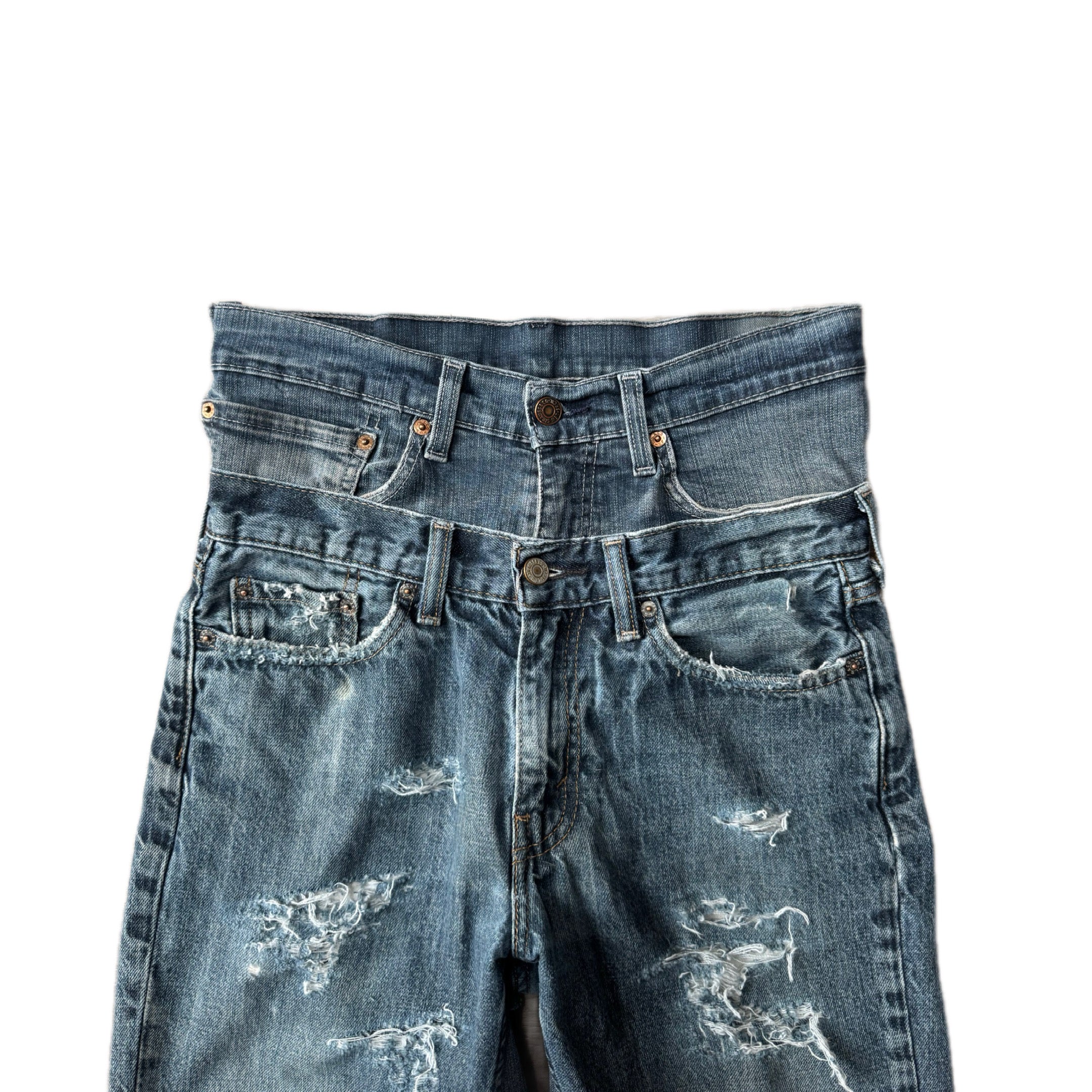 Double Waisted Baggy Distressed Jeans (30x28)