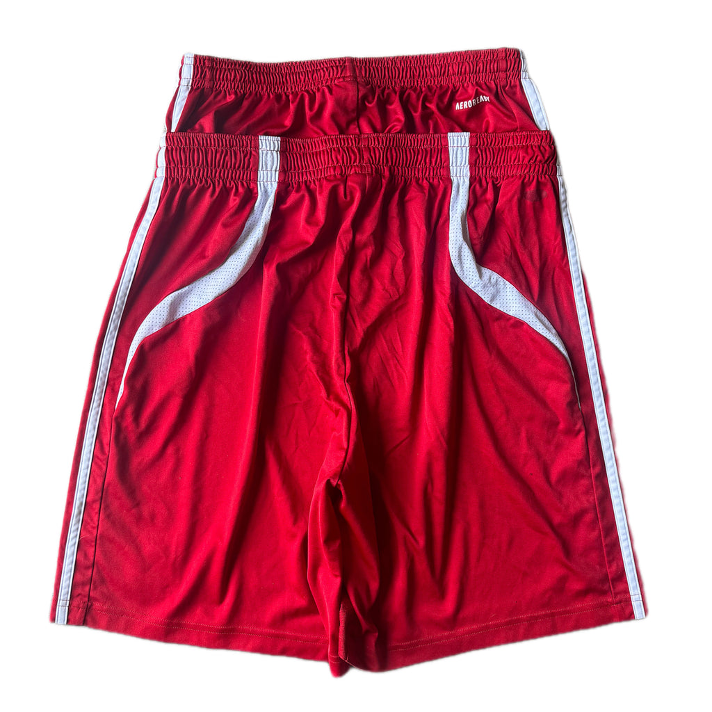 Red Double Waisted Adidas Hoop Shorts (S)