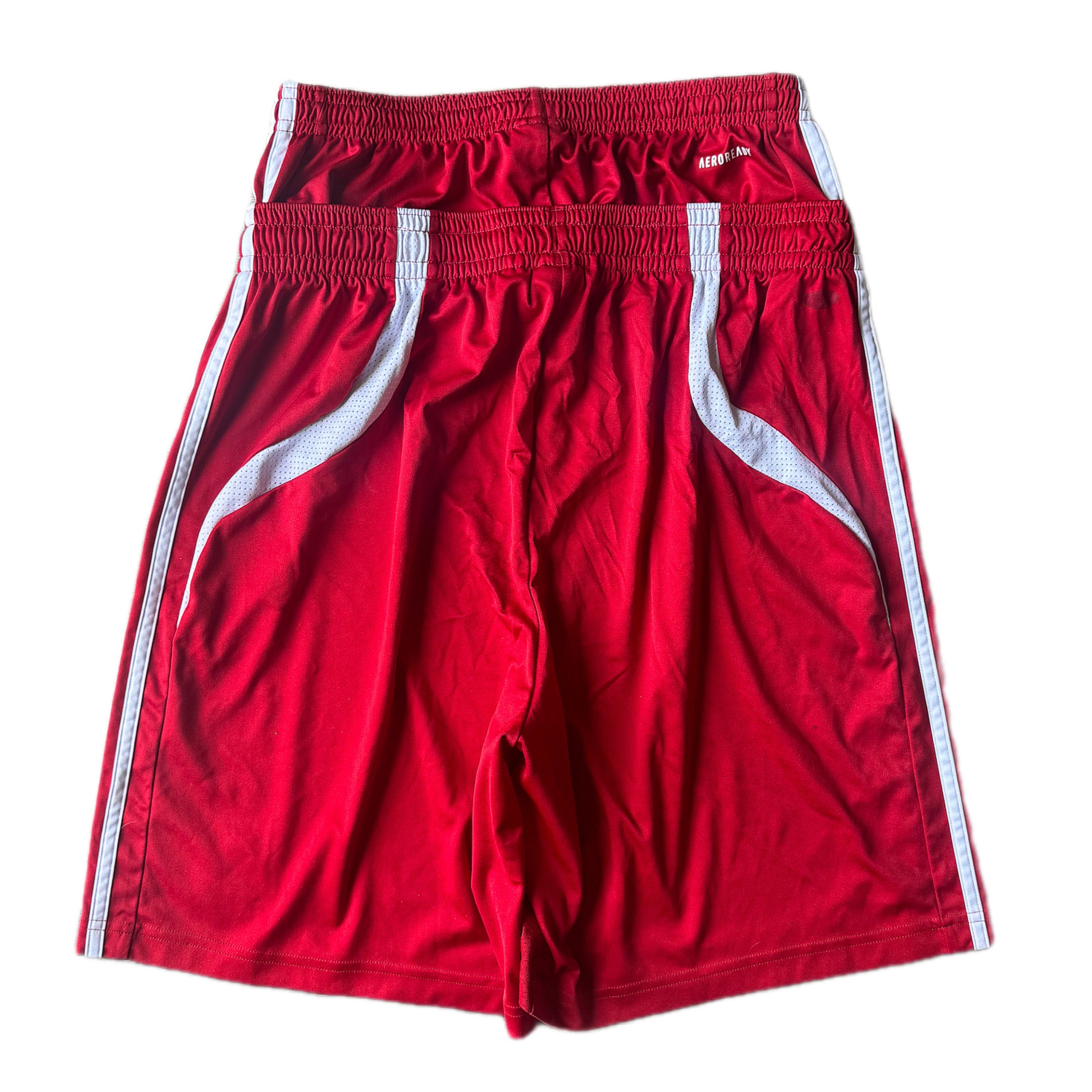 Red Double Waisted Adidas Hoop Shorts (S)