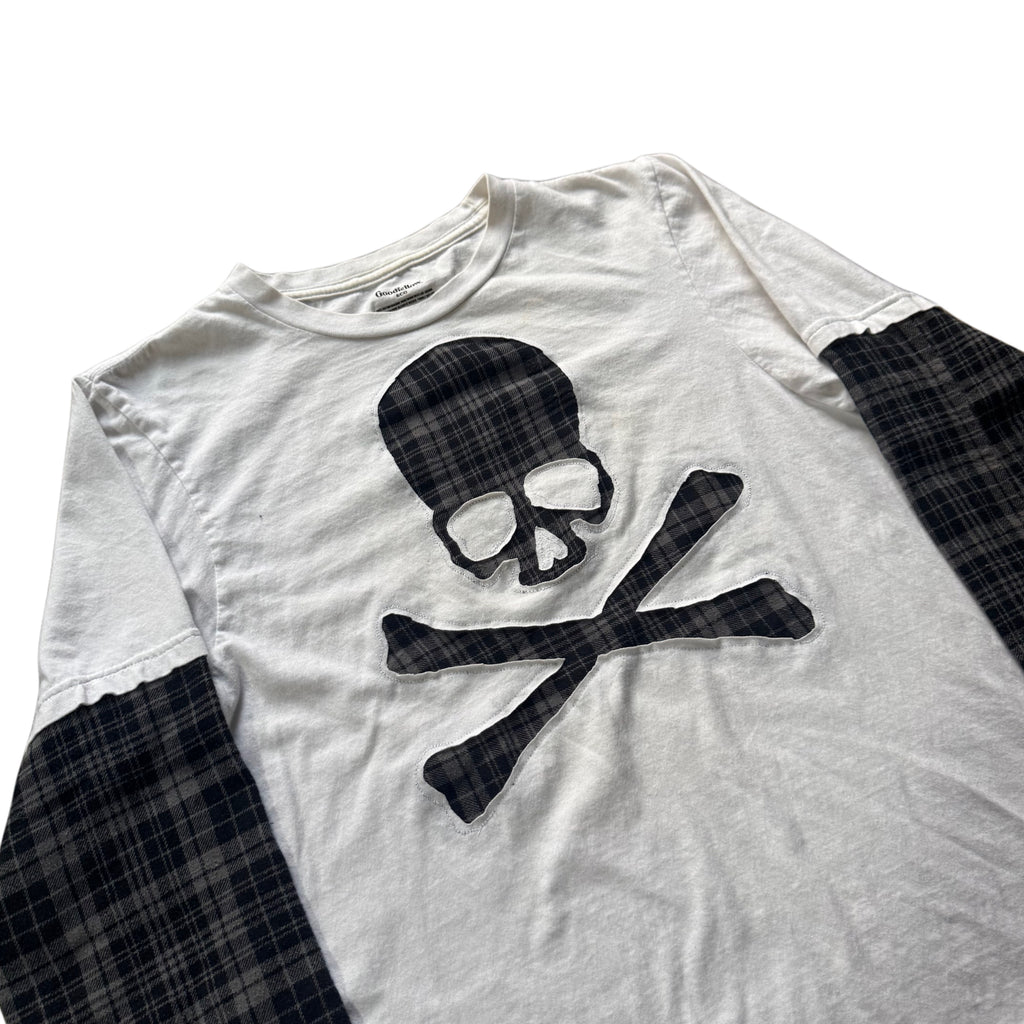 White Grey Flannel Layered T-Shirt (S)