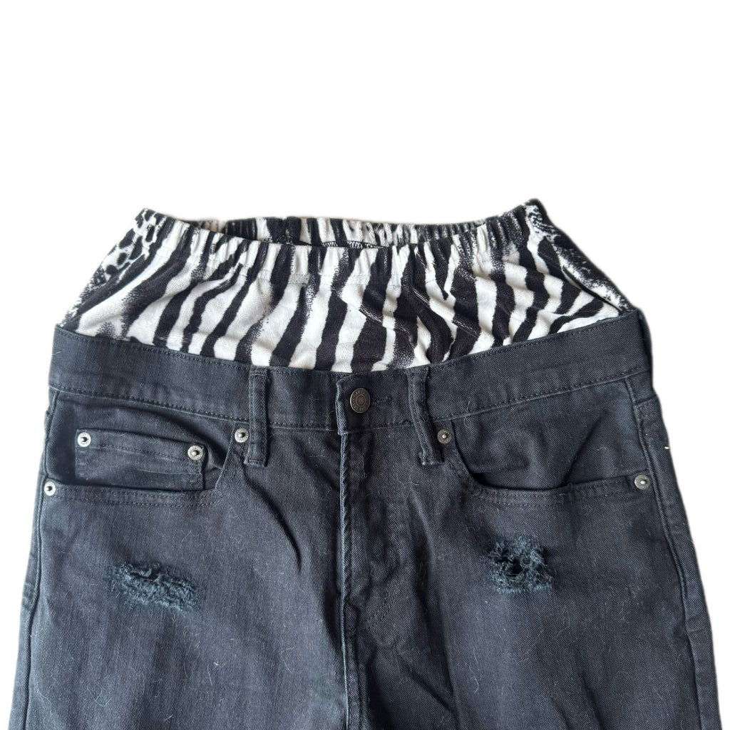 Double Waisted Baggy Zebra Jeans (30)