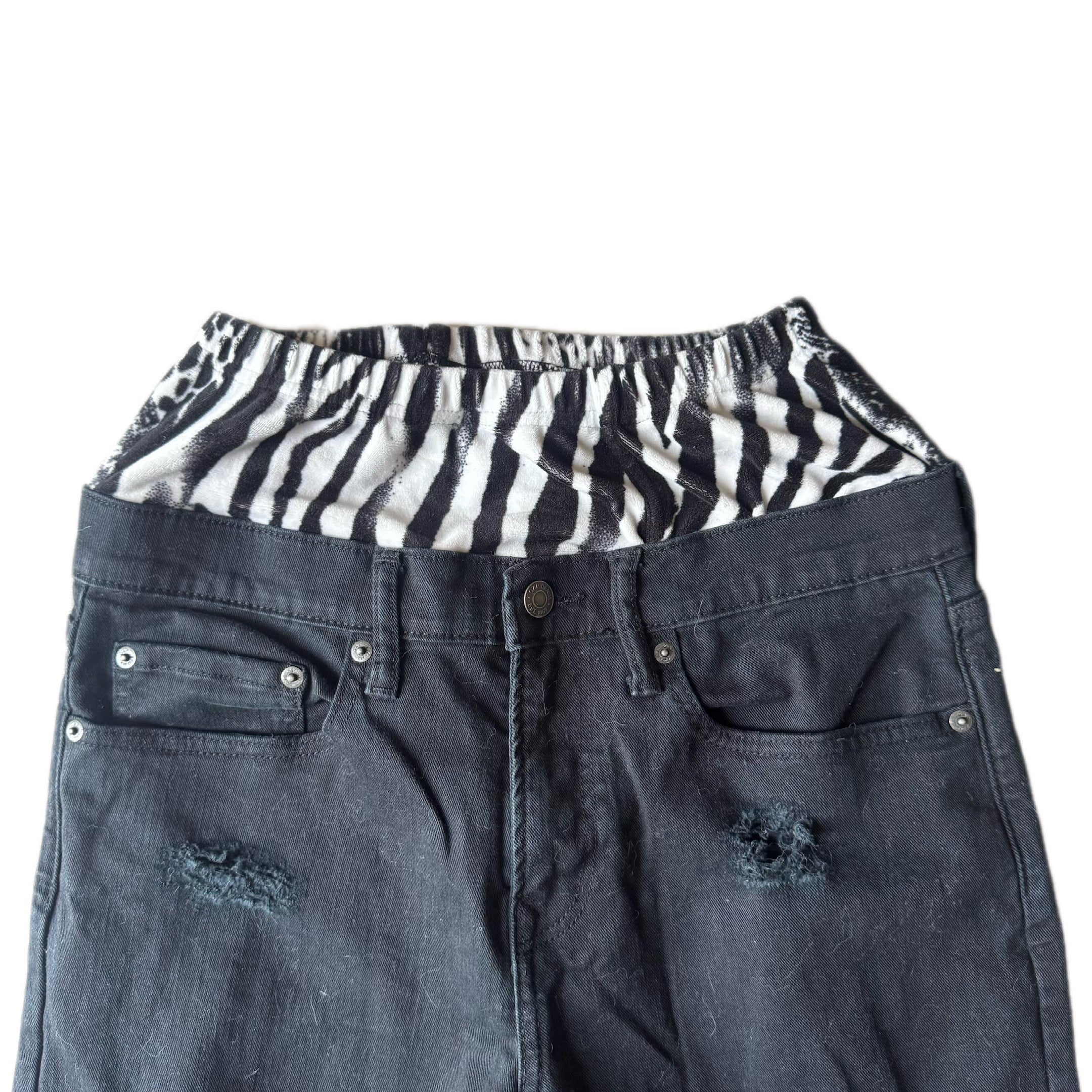 Double Waisted Baggy Zebra Jeans (30)