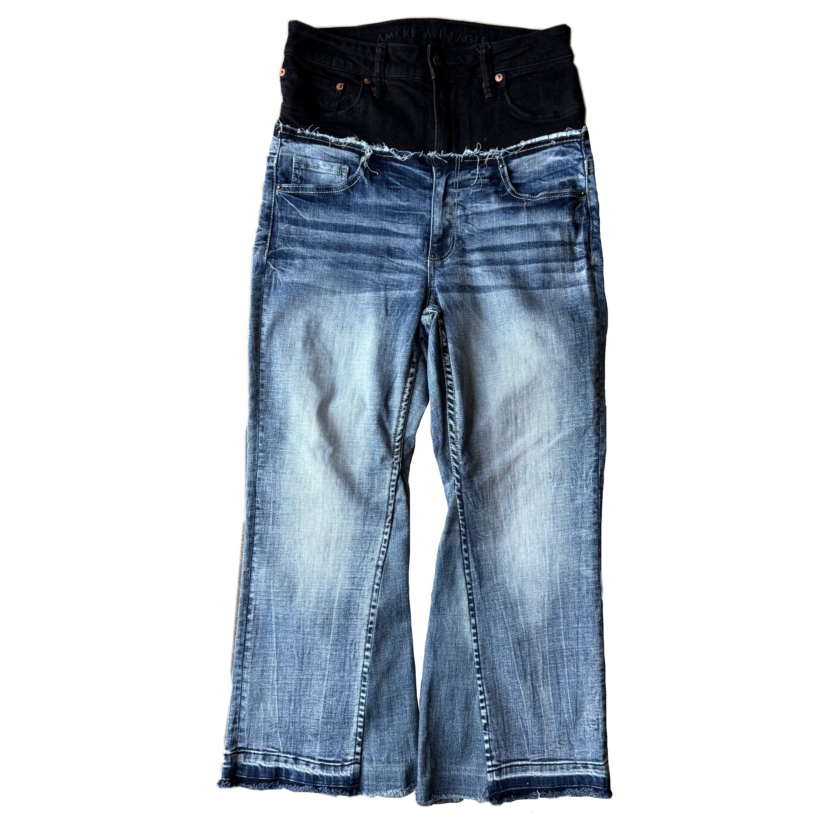Double Waisted Faded Blue Jeans (31)