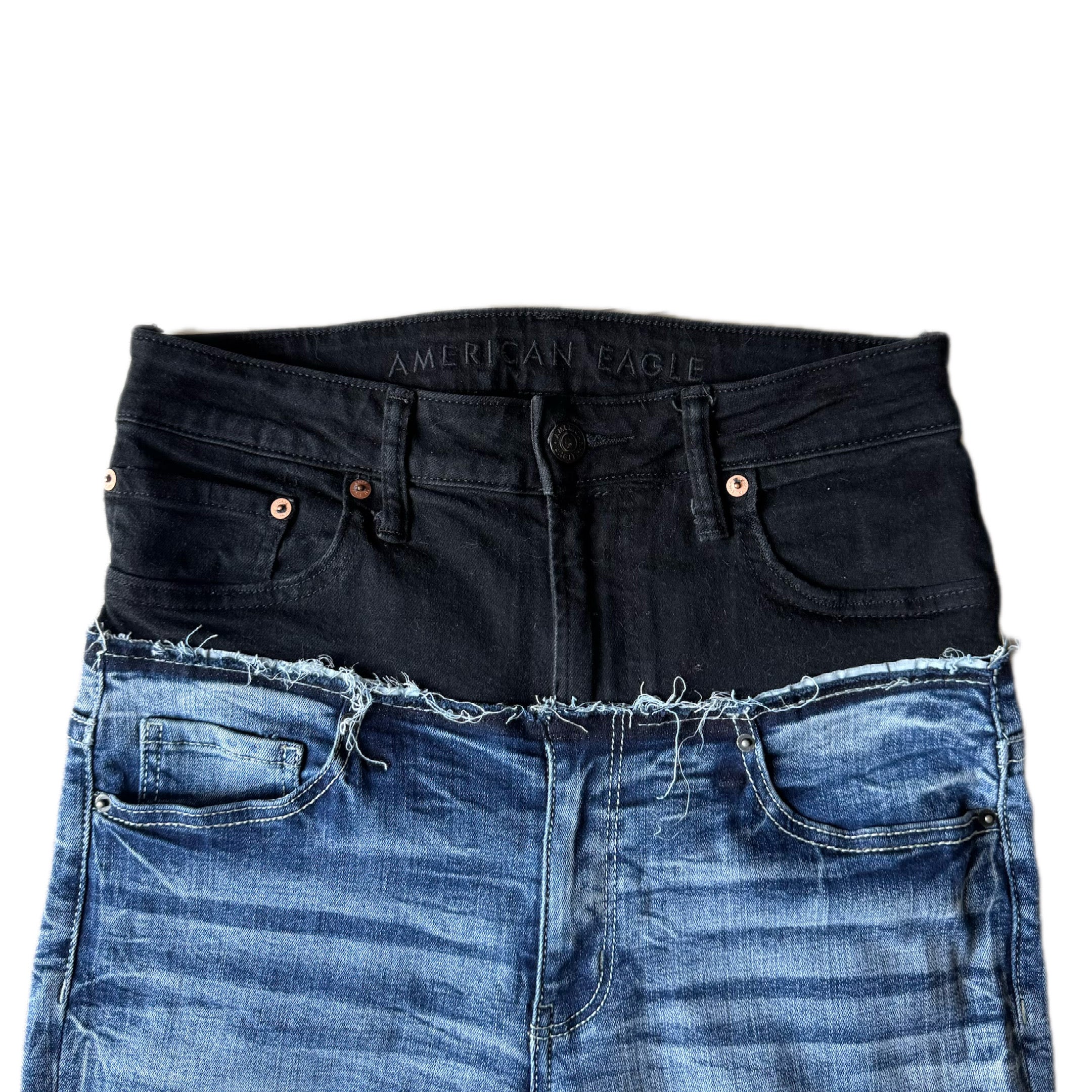 Double Waisted Faded Blue Jeans (31)