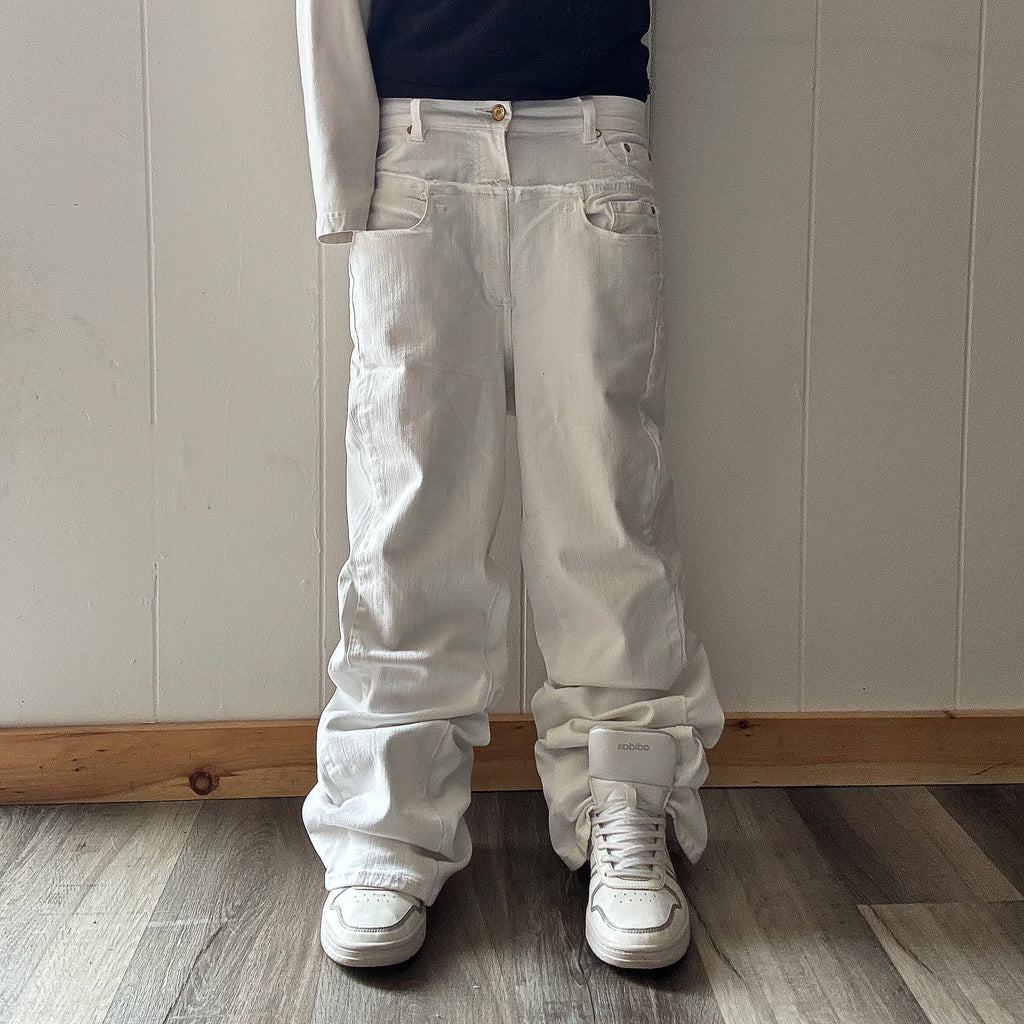 White Double Waisted Baggy Pants (29x30)