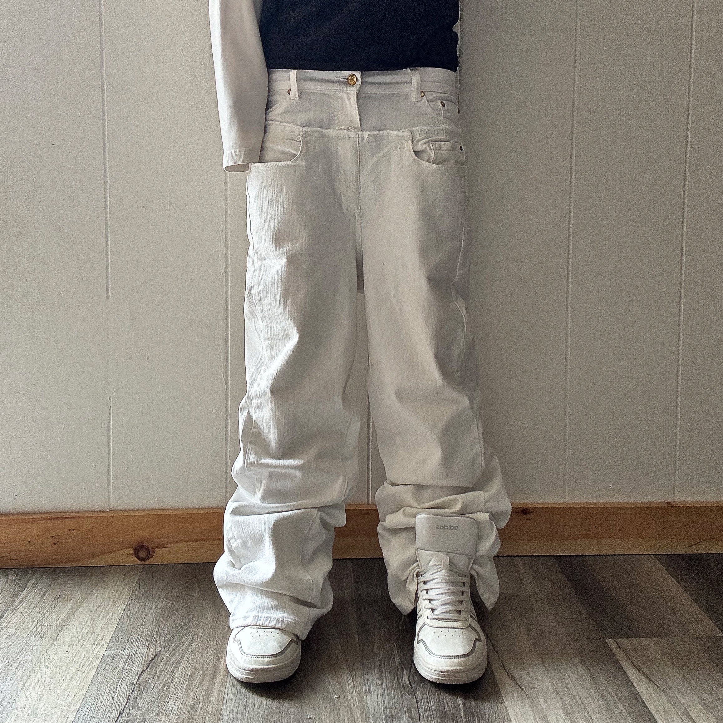 White Double Waisted Baggy Pants (29x30)