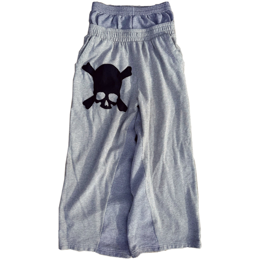 Grey Double Waisted Skull Sweatpants (S)
