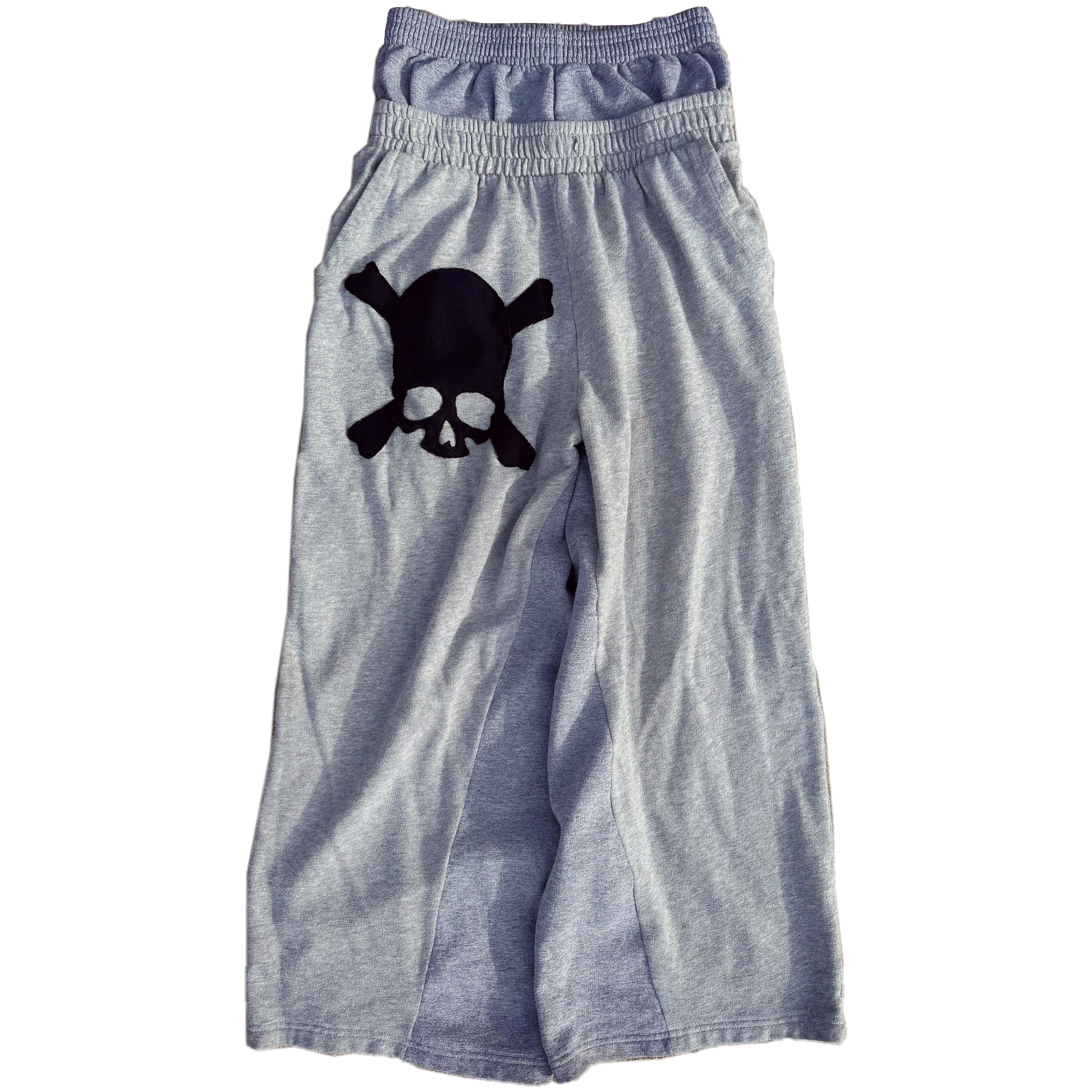 Grey Double Waisted Skull Sweatpants (S)