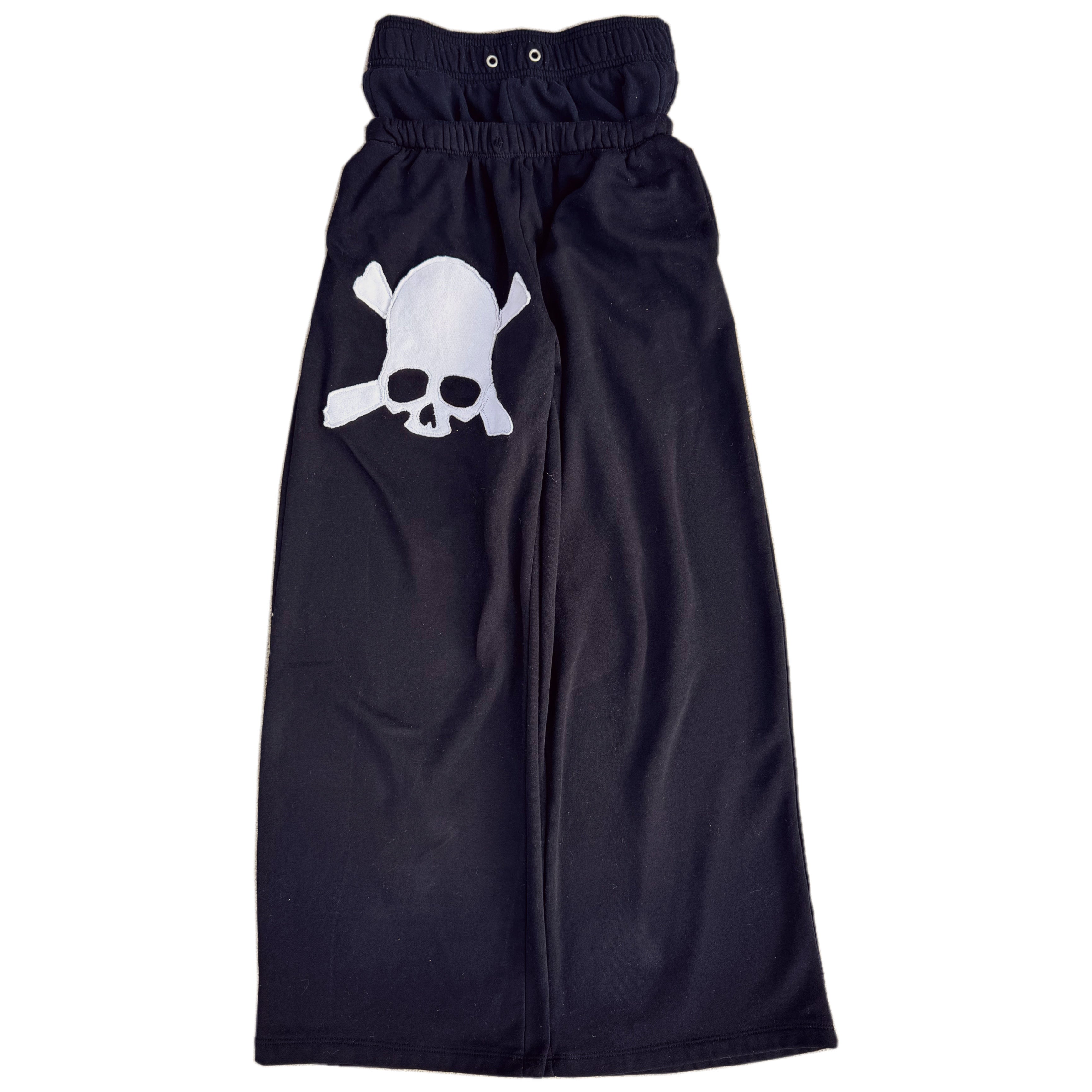 Black Double Waisted Skull Sweatpants (S)