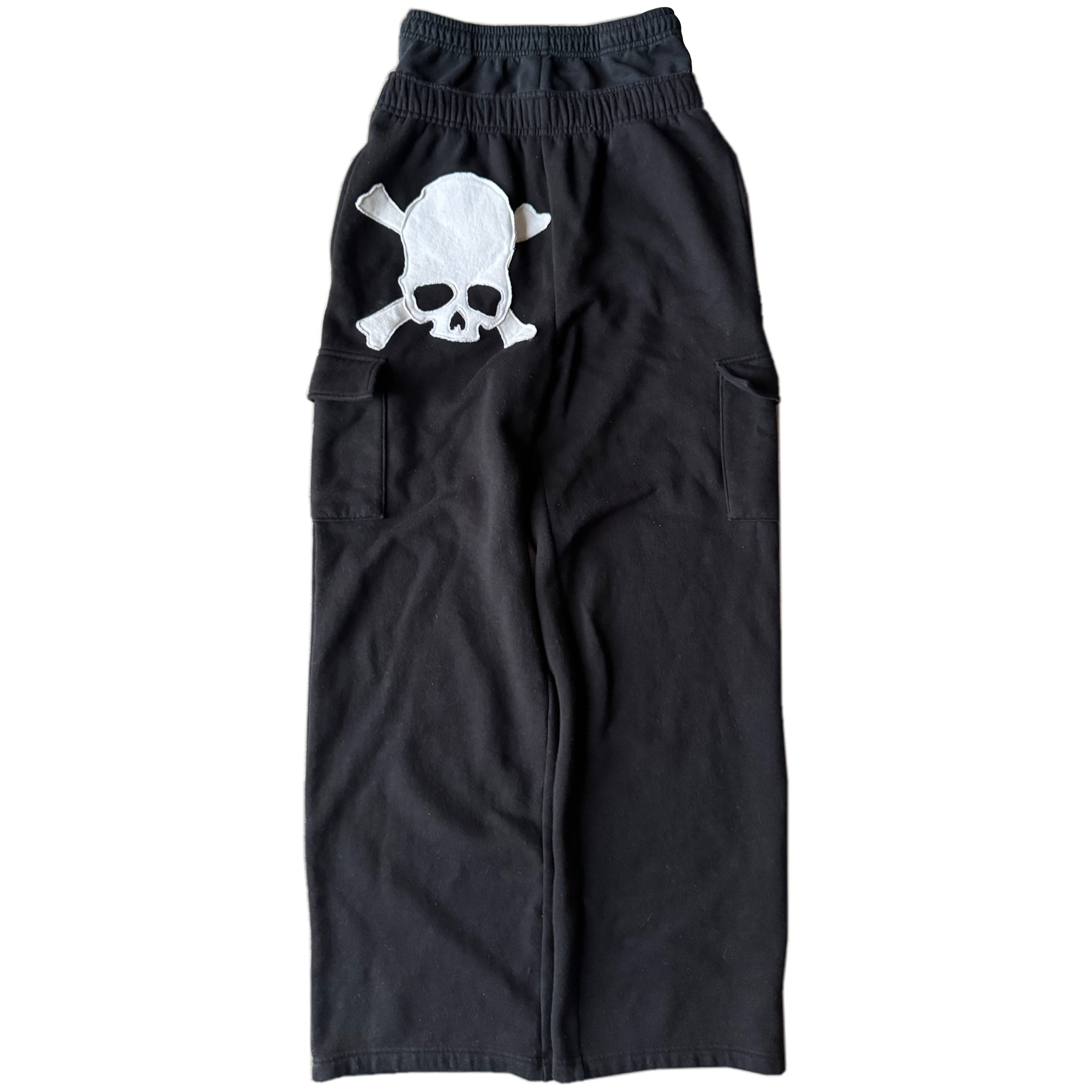 Black Double Waisted Skull Sweatpants (S)