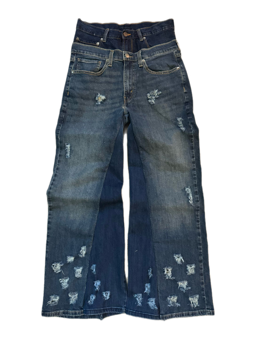 Double Waisted Distressed Baggy Jeans (30)