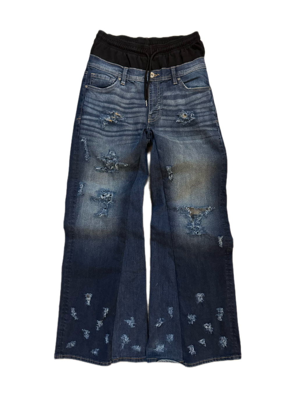 Double Waisted Distressed Baggy Jeans (30)