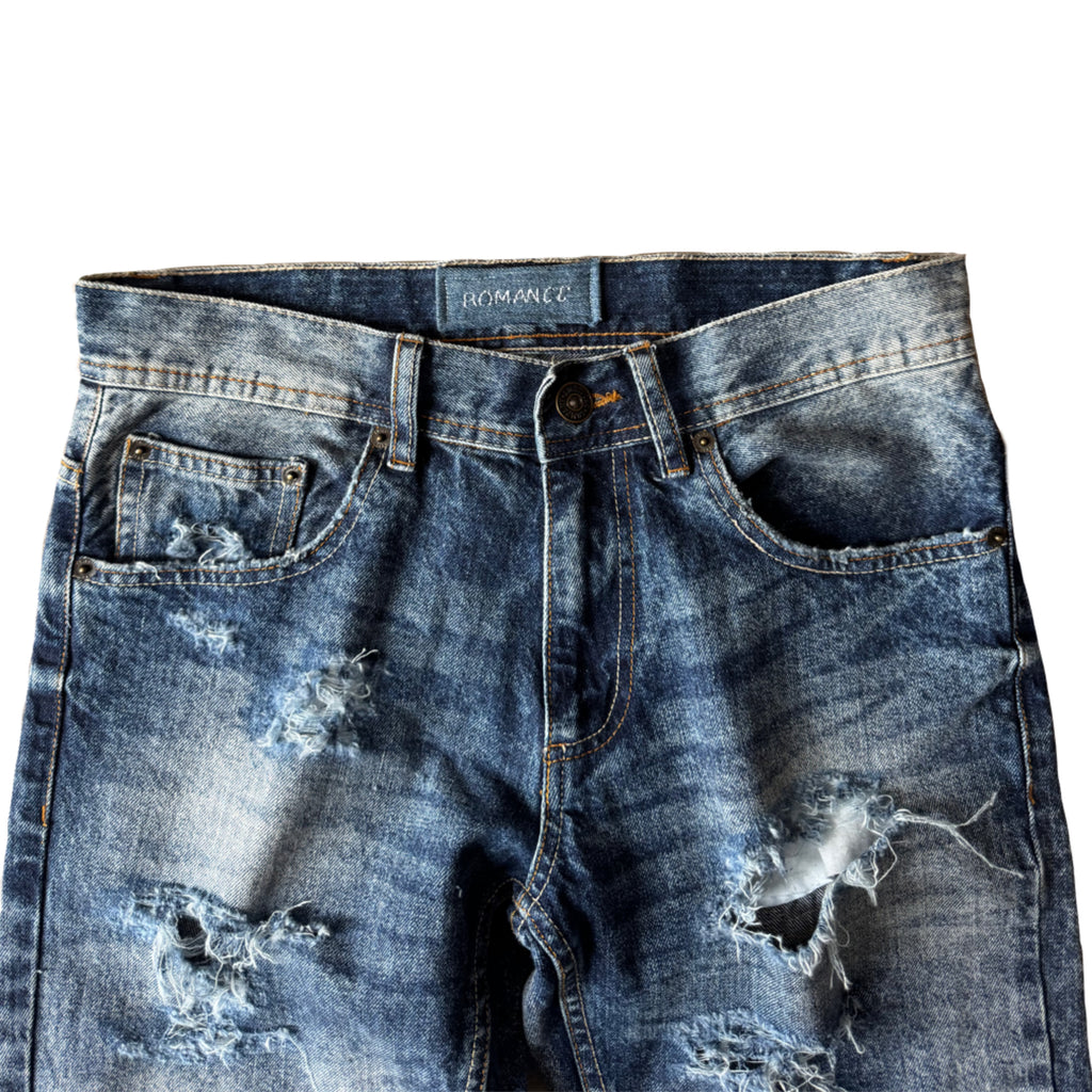 Super Faded Distressed Flare Jeans (30x31)