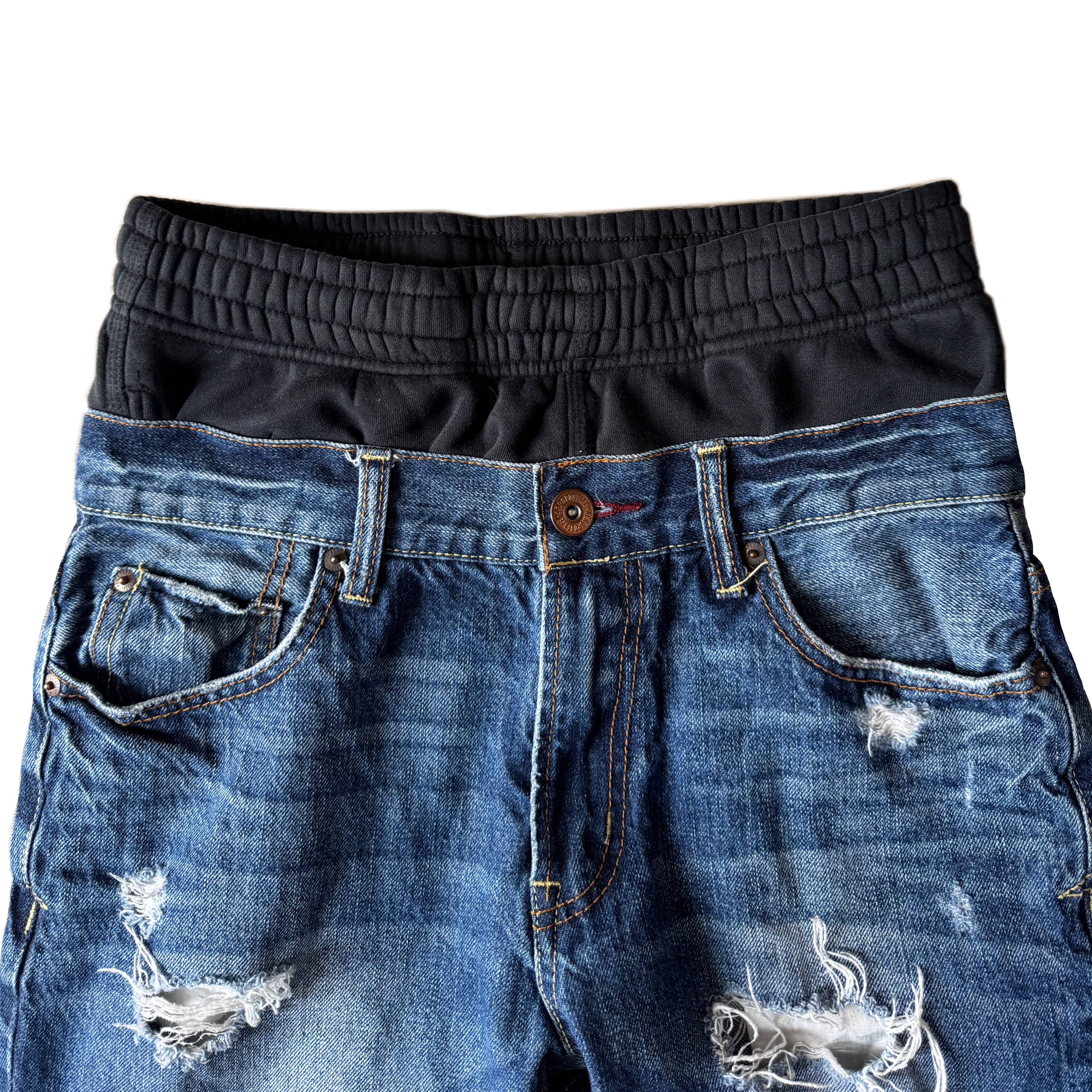 Double Waisted Baggy Distressed Jeans (30x30)