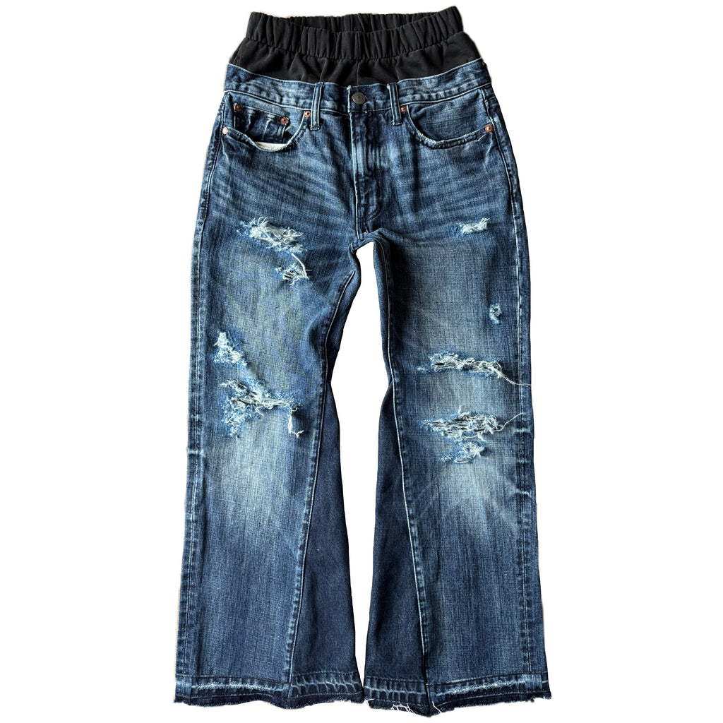 Double Waisted Distressed Flared Jeans (30x28)
